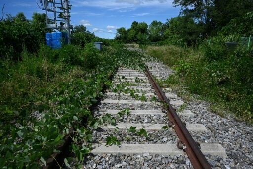 Train tracks are seen at the Baengmagoji Station in Cheorwon
