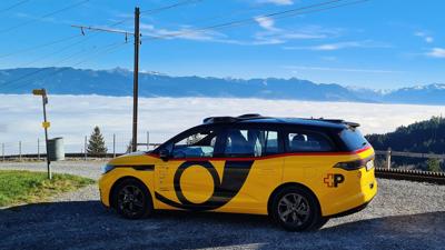 AmiGo in operation on open roads in Eastern Switzerland
