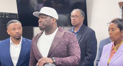Curtis 50 cent Jackson and Councilwoman Tabatha Taylor
