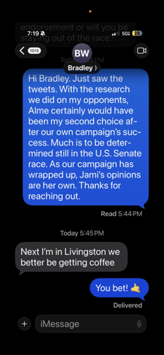 Former democratic Senate candidate Reilly Neill announces support for Kurt Alme