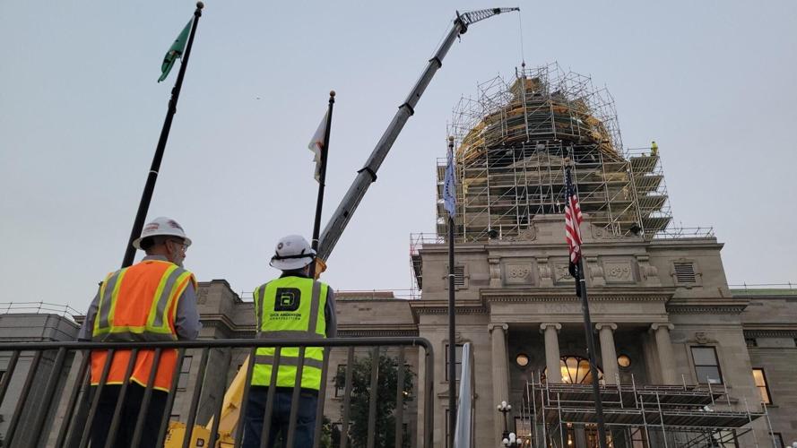 "Lady Montana" statue is removed from the top of the State Capitol building.