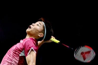 US teen Garret Tan hits in action at the Badminton BWF World Championships in New Delhi