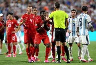 Breel Embolo was controversially sent off on video review in Switzerland's World Cup loss to eventual finalists Argentina