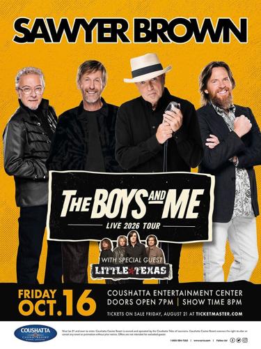 Coushatta Casino Resort welcomes legendary country hitmakers Sawyer Brown, with special guest Little Texas, to the Coushatta Entertainment Center on Friday, October 16, as part of The Boys and Me: Live 2026 Tour.
