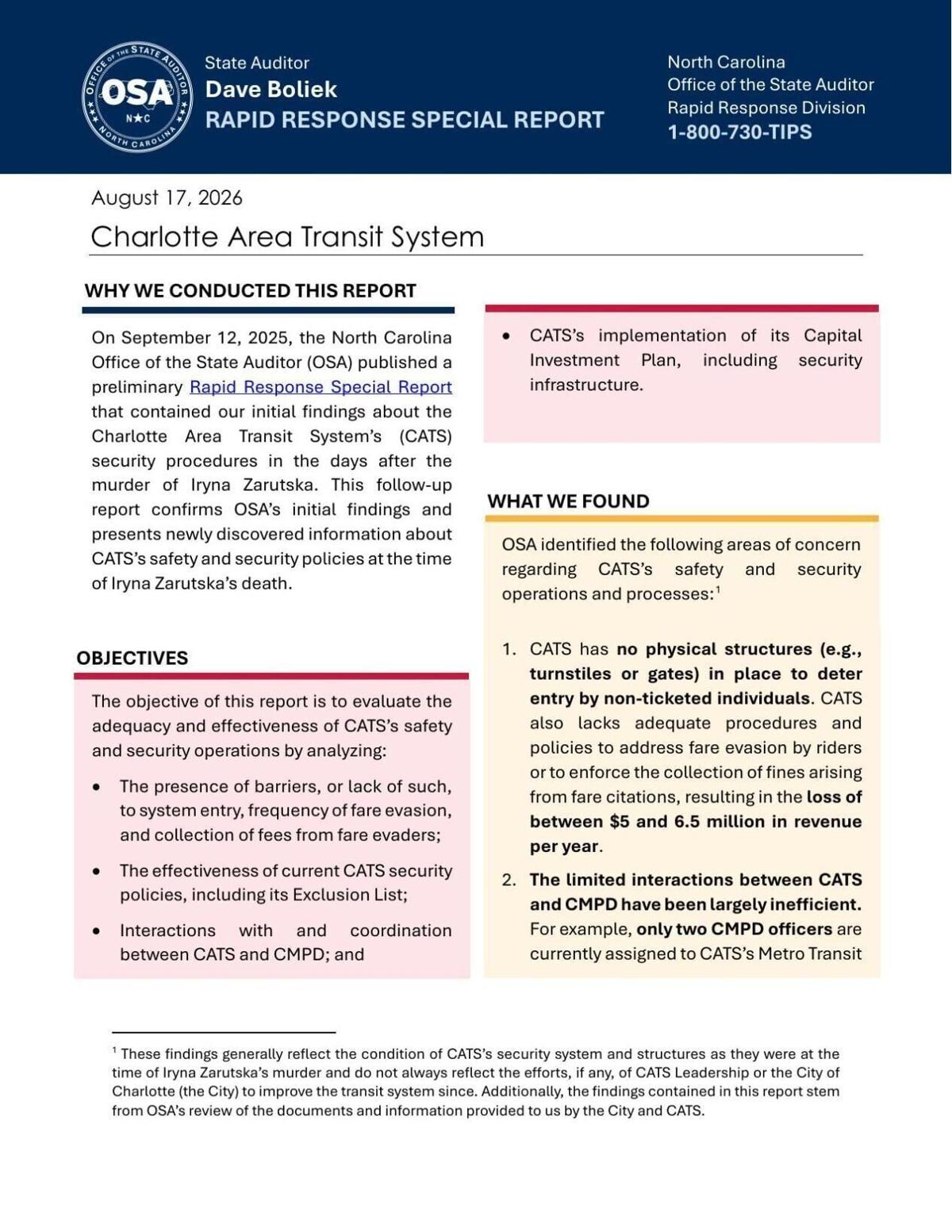 FNF - NC - Audit Charlotte Area Transit System