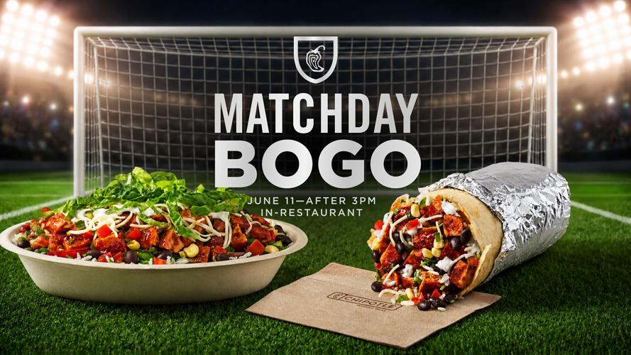 On June 11, after 3 p.m. local time, soccer fans who wear a jersey to participating Chipotle restaurants in the U.S., Canada and the U.K. can get a buy-one-get-one free entrée.