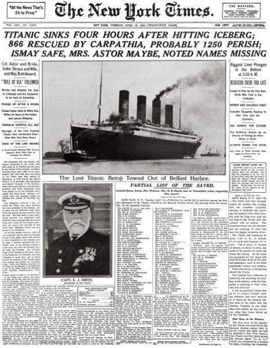 April 16, 1912, edition of The New York Times