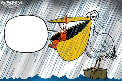 What did the crawfish say to the pelican? YOU tell us in Walt Handelsman's latest Cartoon Caption Contest!!
