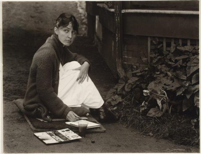 O'Keeffe With Paint Box. Photo by Alfred Stieglitz (1864-1946)